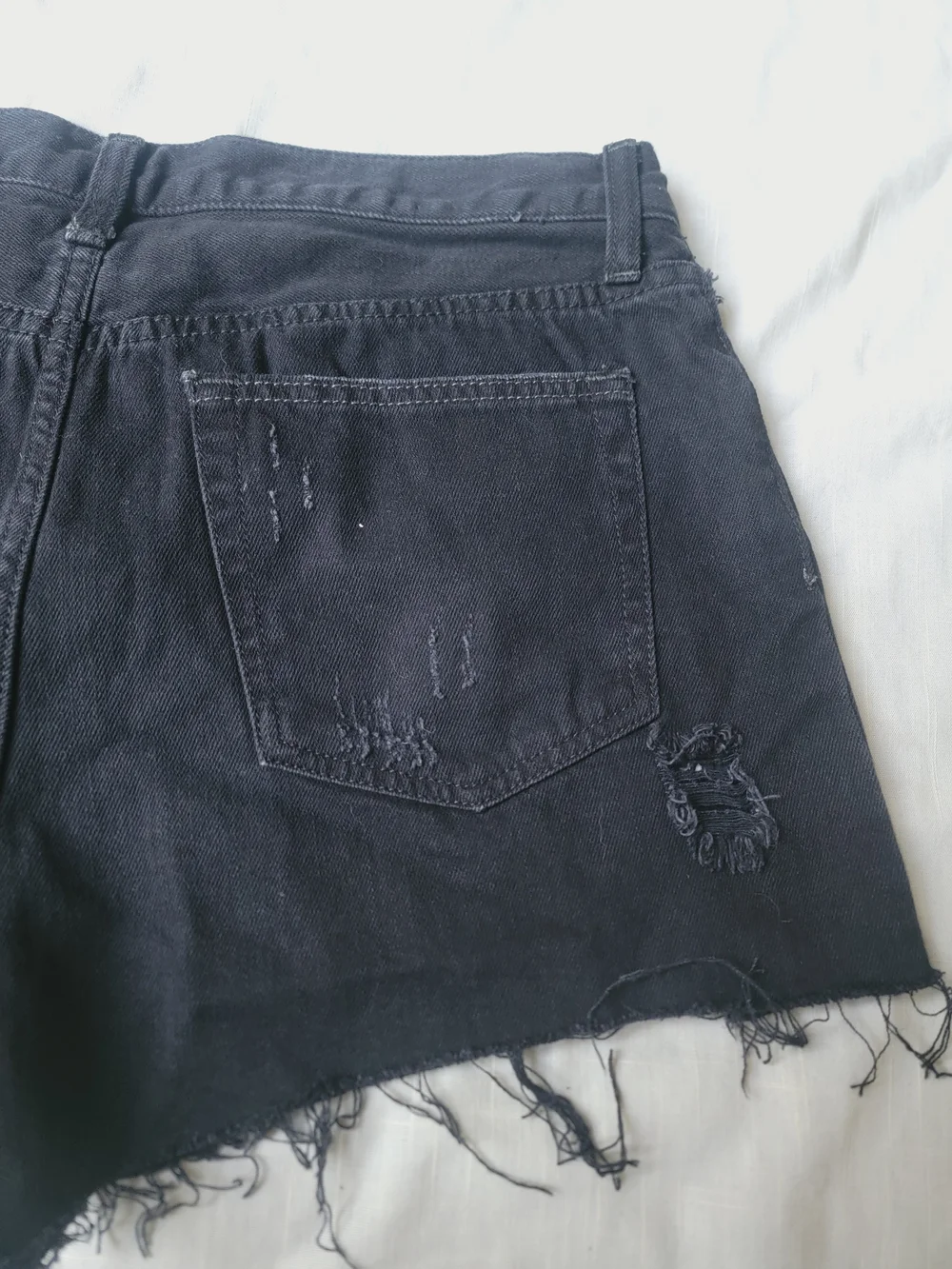 We The Free People SOFIA Black Distressed Denim Jean Cut Off Destructed Shorts